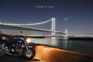 明石海峡大橋の夜景とmy Bike Xjr10 In Awaji