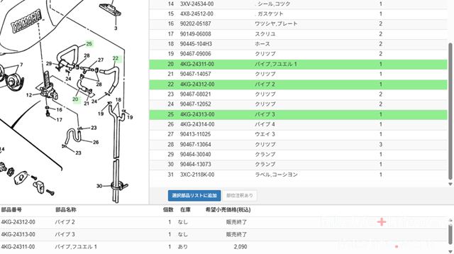 低年式のため絶版パーツになった
