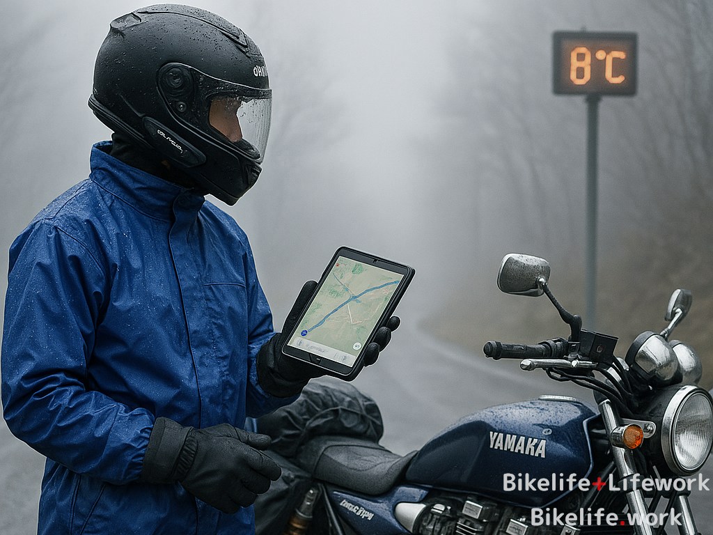生成AIによる雨のツーリングイメージ
