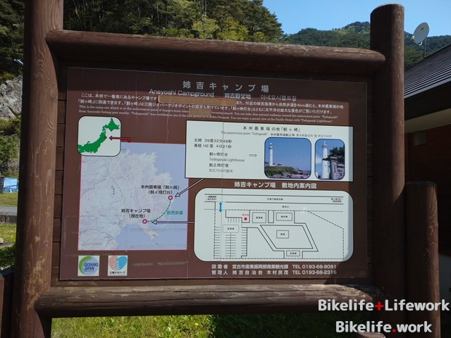 姉吉キャンプ場の案内板