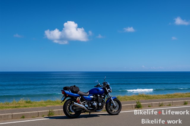 チャットGPTによる尻屋崎とXJR1200のイメージ