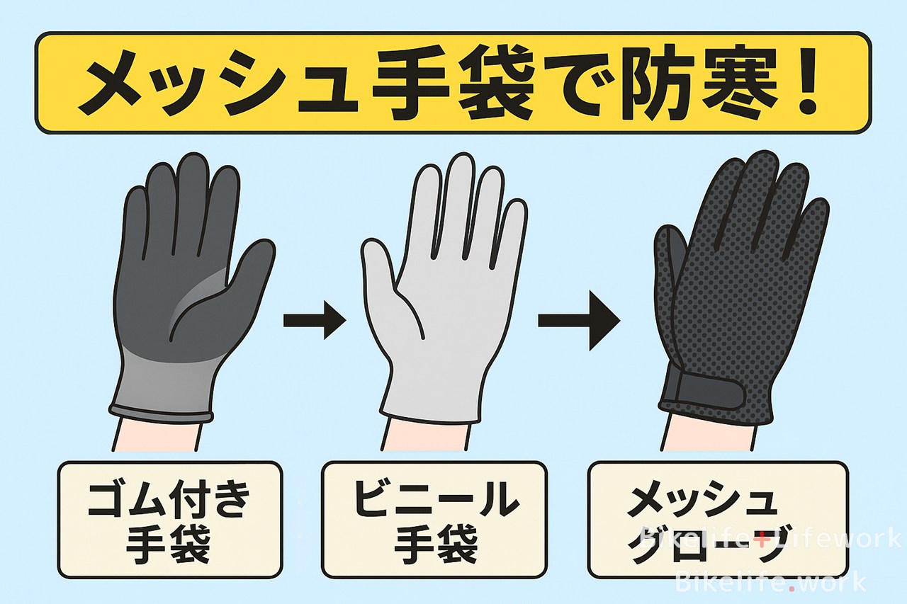 メッシュグローブの防寒対策